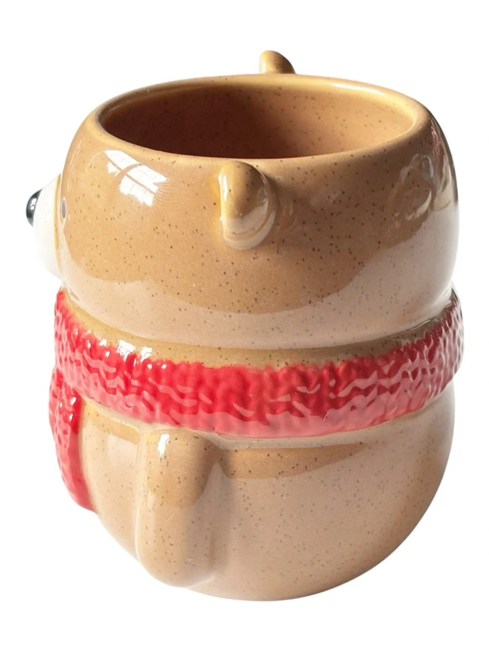 Crate & Barrel Brown Bear Holiday mug glazed ceramic 13 oz.